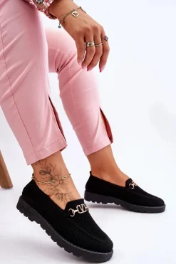 Best Boto Damskie Wsuwane Tenisówki Slip-On Z Ozdobą Czarne Alena