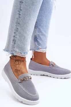 Sale Damskie Wsuwane Tenisówki Slip-On Z Ozdobą Szare Alena Damskie Trampki Damskie Slip-On|Trampki Damskie Niskie