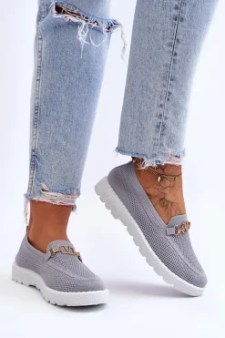 Sale Damskie Wsuwane Tenisówki Slip-On Z Ozdobą Szare Alena Damskie Trampki Damskie Slip-On|Trampki Damskie Niskie