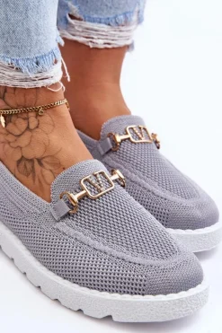 Sale Damskie Wsuwane Tenisówki Slip-On Z Ozdobą Szare Alena Damskie Trampki Damskie Slip-On|Trampki Damskie Niskie