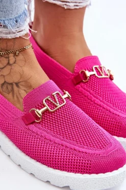 Trampki Damskie Slip-On|Trampki Damskie Niskie></noscript>Boto Damskie Wsuwane Tenisówki Slip-On Z Ozdobą Fuksja Alena