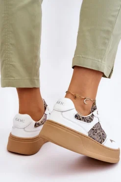 Sale GOE Damskie Wygodne Buty Sportowe LL2N4052 Biało-Beżowe