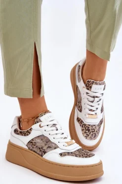 Sale GOE Damskie Wygodne Buty Sportowe LL2N4052 Biało-Beżowe