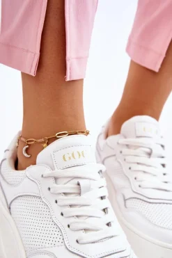 Best GOE Damskie Wygodne Buty Sportowe LL2N4054 Biało-Beżowe