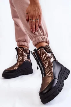 New Damskie Wygodne Śniegowce Brązowo-Czarne Elodia Damskie Śniegowce Damskie