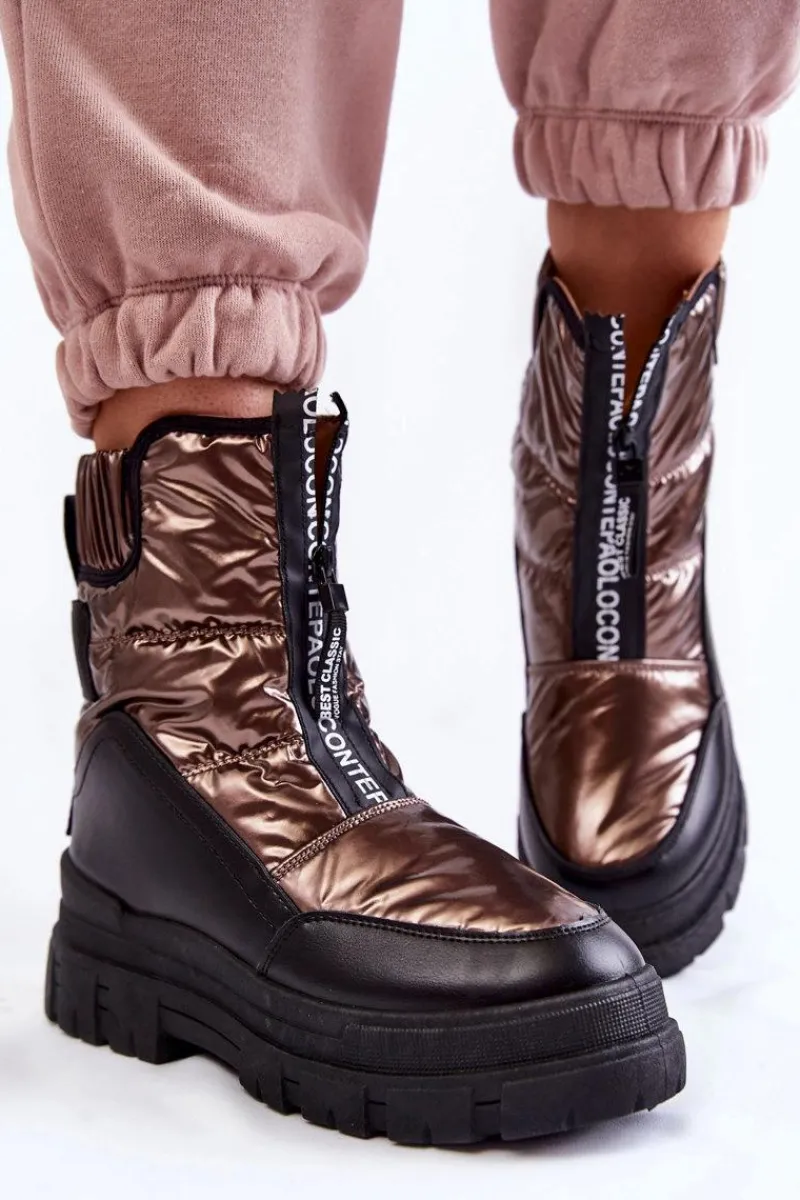 New Damskie Wygodne Śniegowce Brązowo-Czarne Elodia Damskie Śniegowce Damskie