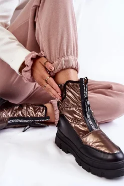 New Damskie Wygodne Śniegowce Brązowo-Czarne Elodia Damskie Śniegowce Damskie