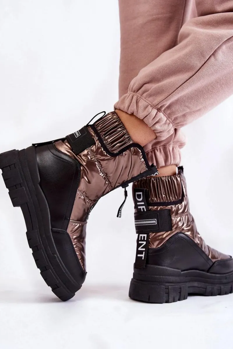 New Damskie Wygodne Śniegowce Brązowo-Czarne Elodia Damskie Śniegowce Damskie