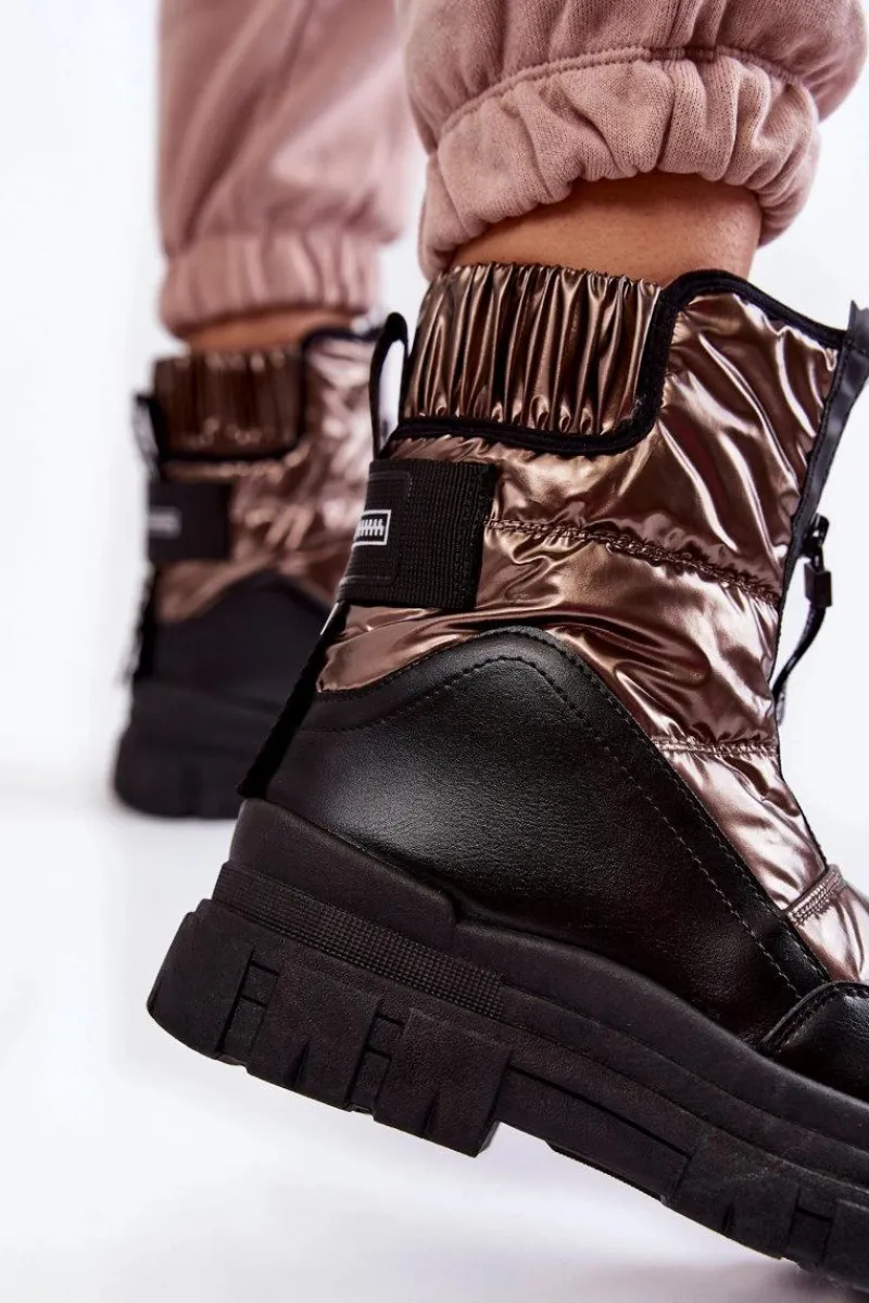 New Damskie Wygodne Śniegowce Brązowo-Czarne Elodia Damskie Śniegowce Damskie