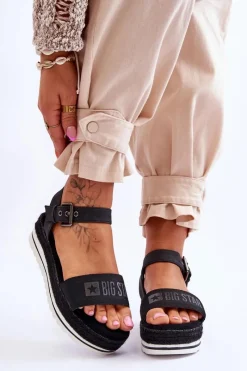 Online Big Star Shoes Damskie Wygodne Sandały Na Platformie Big Star LL274870 Czarne Czarny