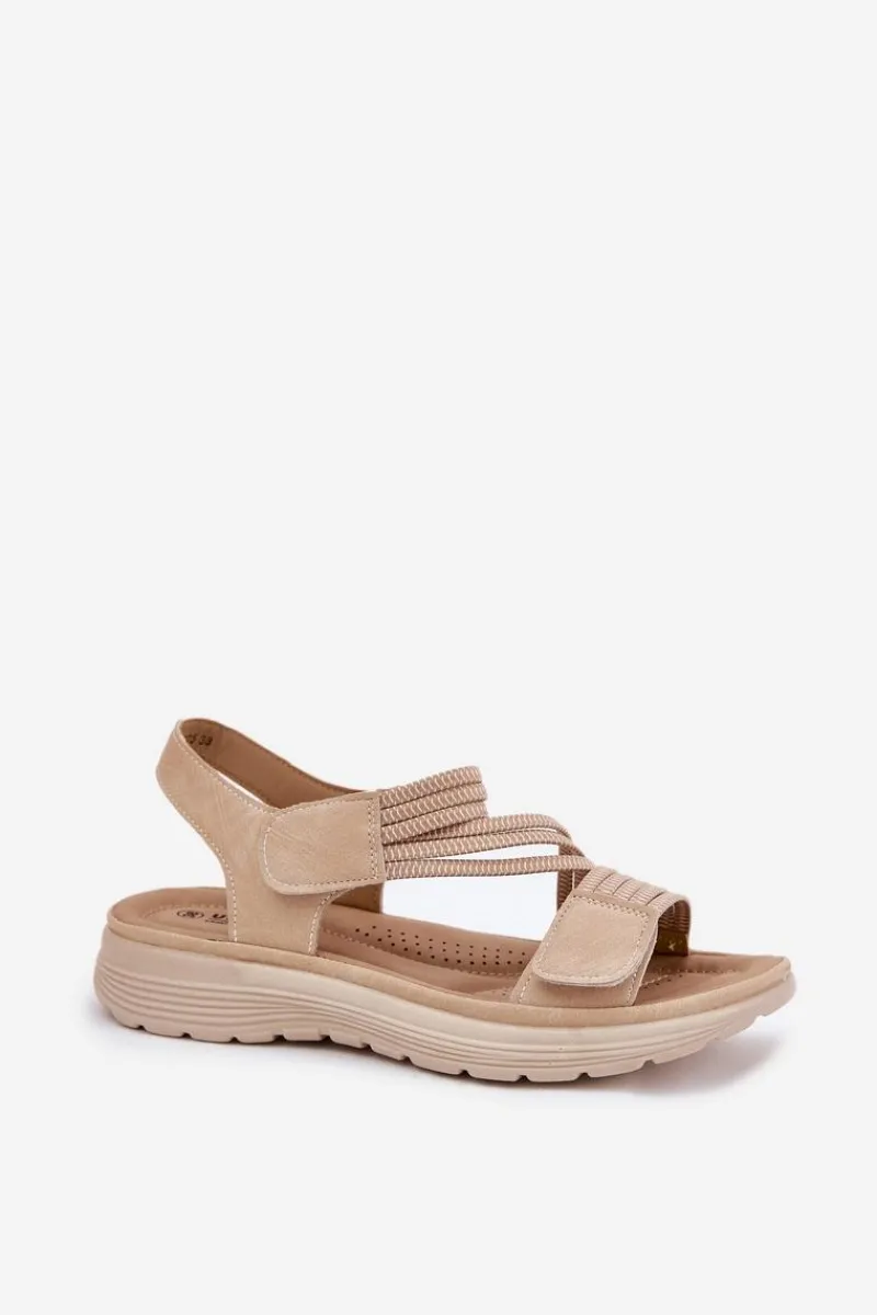 Evento Damskie Wygodne Sandały Na Rzep Beżowe Hallriva