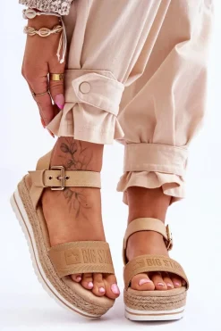 Sandały Płaskie|Sandały Big Star>Big Star Shoes Damskie Wygodne Sandały Na Platformie Big Star LL274872 Beżowe