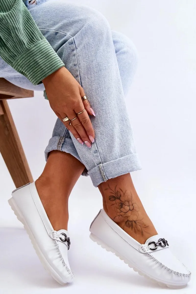 Clearance Buty damskie Vinceza Damskie Wygodne Skórzane Mokasyny Białe Miguel