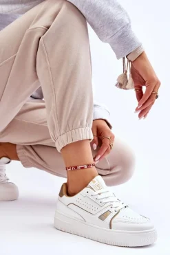Clearance Evento Damskie Wygodne Skórzane Sneakersy Białe Bowen