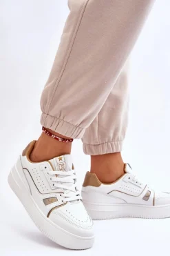 Clearance Evento Damskie Wygodne Skórzane Sneakersy Białe Bowen