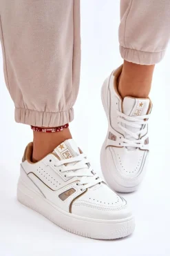 Clearance Evento Damskie Wygodne Skórzane Sneakersy Białe Bowen