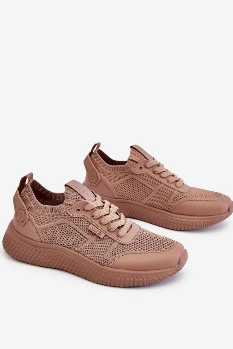 Sale Big Star Shoes Damskie Wygodne Sneakersy Memory Foam System Big Star LL274416 Jasnobrązowe