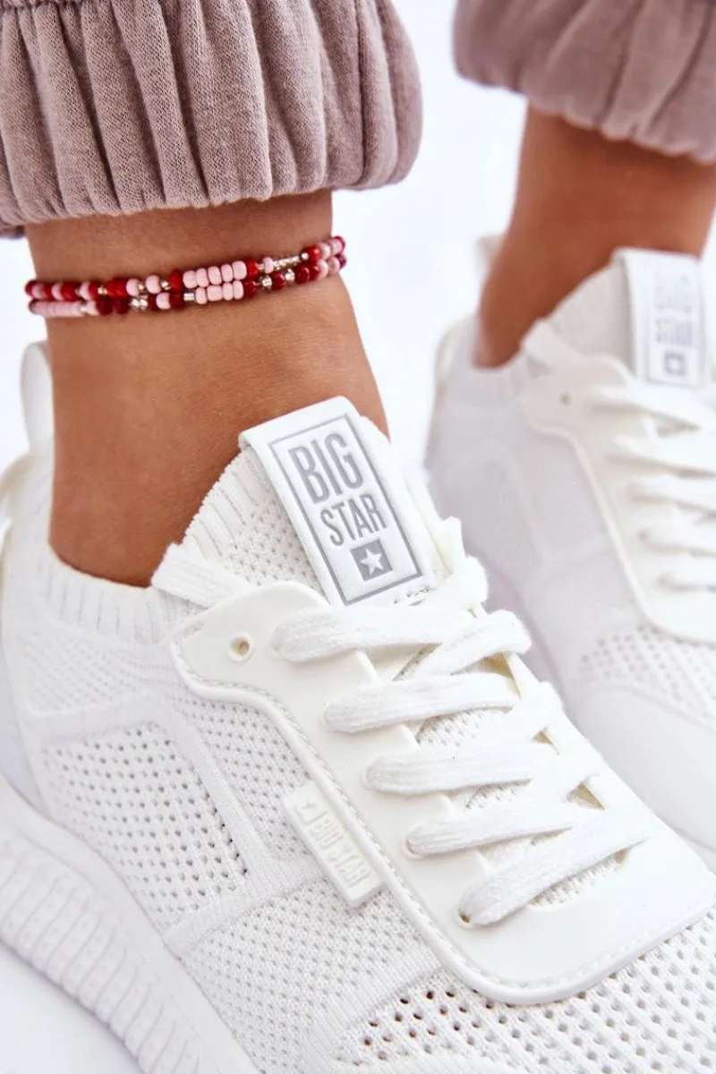 Outlet Big Star Shoes Damskie Wygodne Sneakersy Memory Foam System Big Star LL274415 Białe