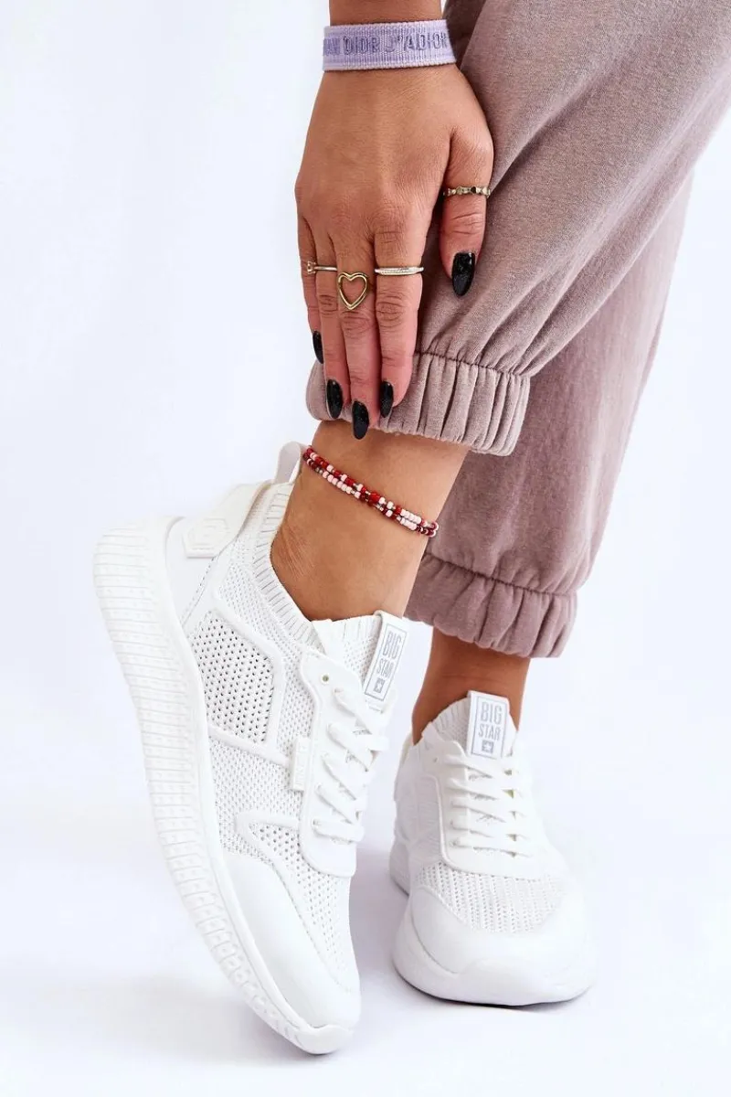 Outlet Big Star Shoes Damskie Wygodne Sneakersy Memory Foam System Big Star LL274415 Białe