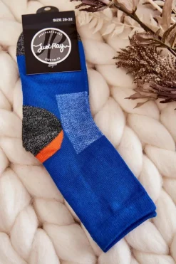 Skarpetki|Skarpetki>Just Play Damskie Wysokie Bawełniane Skarpety Niebieskie