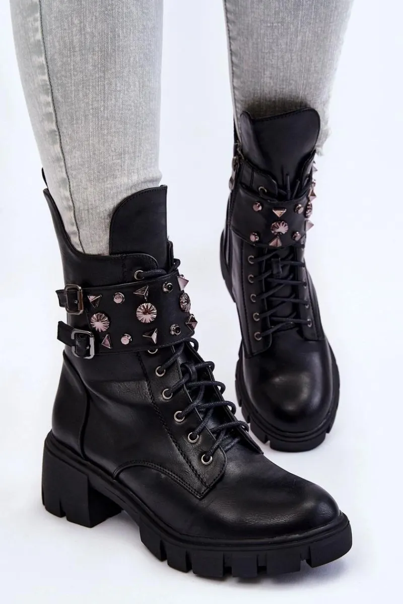 Damskie Trapery|Botki Sznurowane>Boto Damskie Wysokie Botki Na Suwak Czarne Kastella