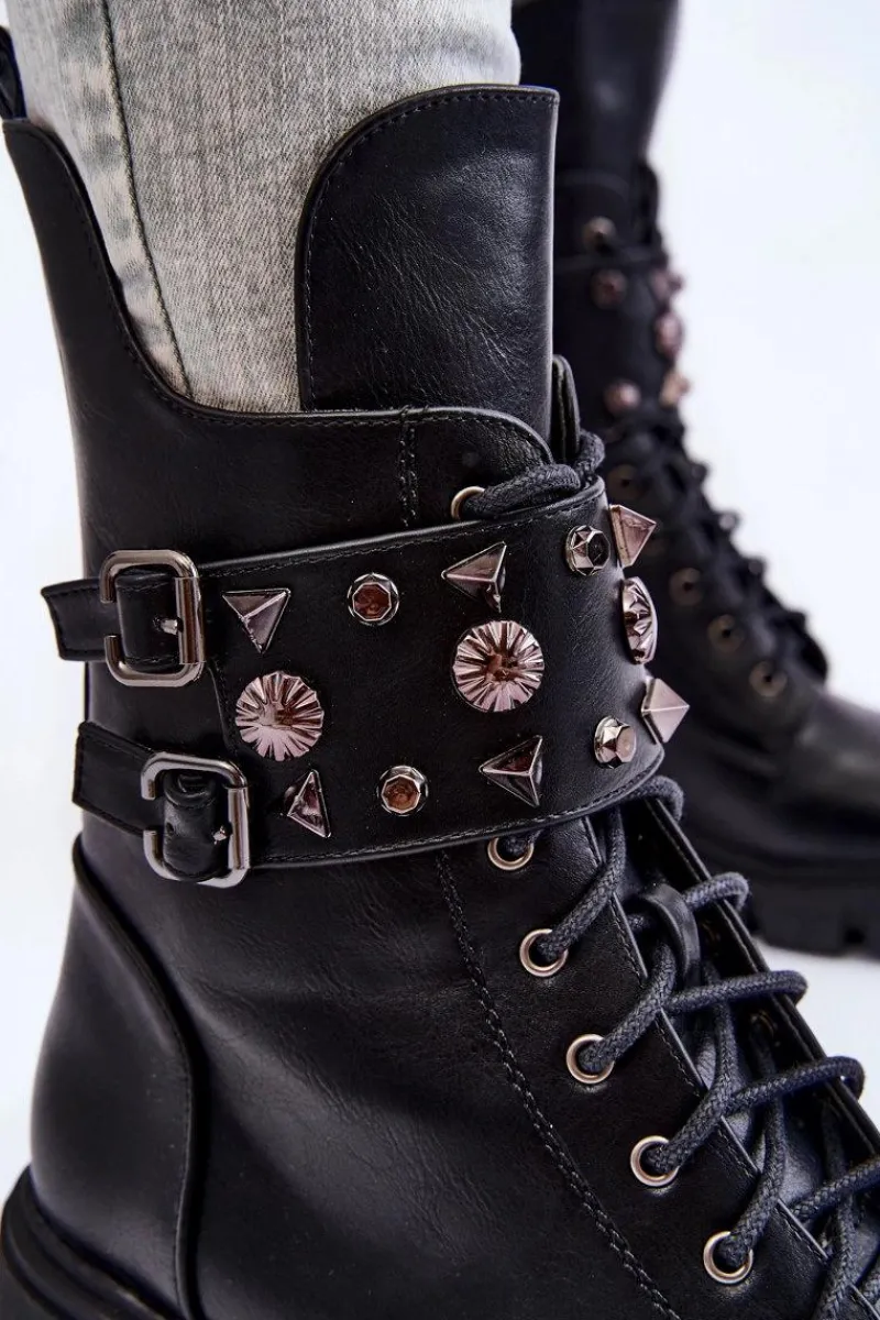 Damskie Trapery|Botki Sznurowane>Boto Damskie Wysokie Botki Na Suwak Czarne Kastella