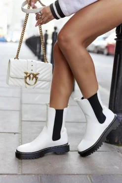 Czarne Botki|Botki Zimowe Damskie>Damskie buty S.Barski Damskie Wysokie Botki Sztyblety Białe Nemoreva