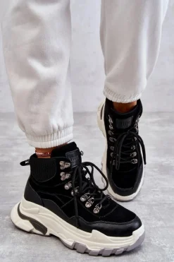 Sneakersy Damskie></noscript>GOE Damskie Wysokie Buty Sportowe KK2N4098 Czarne Czarny