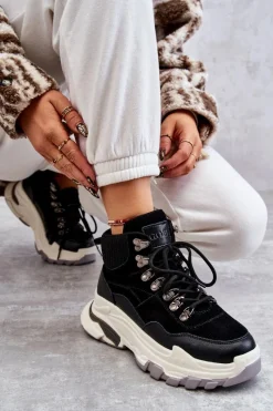 Sneakersy Damskie></noscript>GOE Damskie Wysokie Buty Sportowe KK2N4098 Czarne Czarny