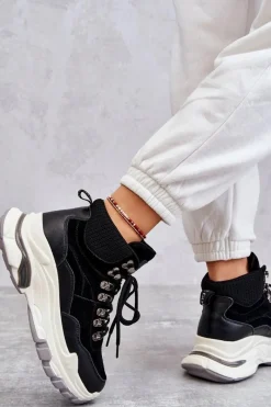 Sneakersy Damskie></noscript>GOE Damskie Wysokie Buty Sportowe KK2N4098 Czarne Czarny
