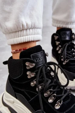 Sneakersy Damskie></noscript>GOE Damskie Wysokie Buty Sportowe KK2N4098 Czarne Czarny
