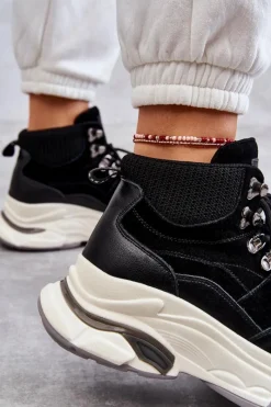Sneakersy Damskie></noscript>GOE Damskie Wysokie Buty Sportowe KK2N4098 Czarne Czarny