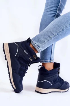 Trekkingowe Damskie|Damskie Trapery></noscript>Big Star Shoes Damskie Wysokie Buty Trekkingowe Big Star KK274611 Granatowe