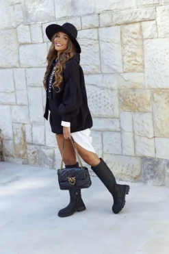 Outlet Damskie buty S.Barski Damskie Wysokie Kozaki Czarne Whats Going On