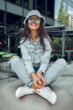 Trampki Damskie Big Star|Trampki Damskie Wysokie></noscript>Big Star Shoes Damskie Wysokie Materiałowe Trampki Na Platformie Big Star LL274185 Białe Biały