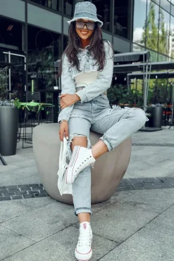 Trampki Damskie Big Star|Trampki Damskie Wysokie></noscript>Big Star Shoes Damskie Wysokie Materiałowe Trampki Na Platformie Big Star LL274185 Białe Biały