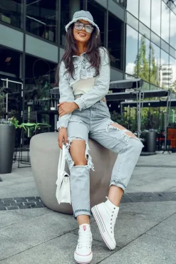 Trampki Damskie Big Star|Trampki Damskie Wysokie></noscript>Big Star Shoes Damskie Wysokie Materiałowe Trampki Na Platformie Big Star LL274185 Białe Biały