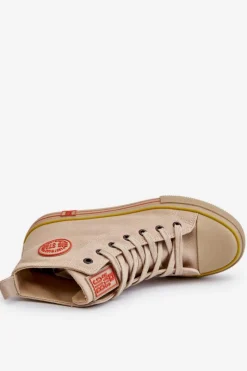 Online Damskie Wysokie Materiałowe Trampki Na Platformie Big Star LL274187 Beżowe Damskie Trampki Damskie Big Star|Trampki Damskie Wysokie