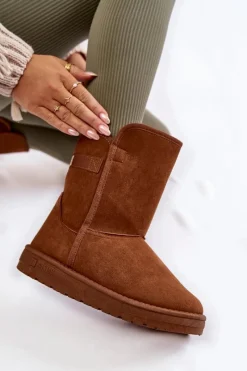 Śniegowce Damskie>Big Star Shoes Damskie Wysokie Śniegowce Big Star KK274616 Brązowe Brązowy