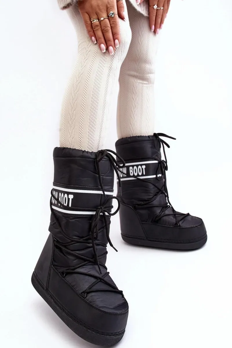 Śniegowce Damskie>Boto Damskie Wysokie Śniegowce Czarne Venila Czarny