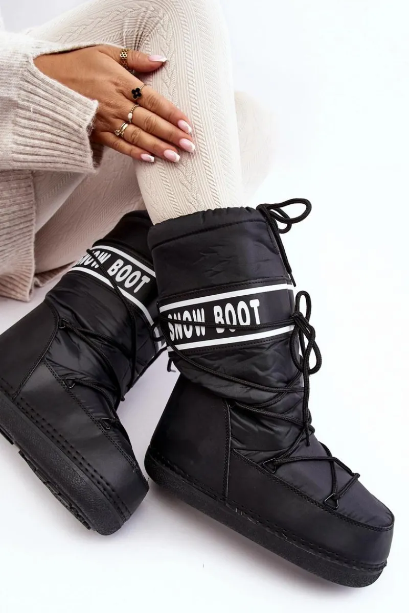 Śniegowce Damskie>Boto Damskie Wysokie Śniegowce Czarne Venila Czarny