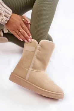 Best Big Star Shoes Damskie Wysokie Śniegowce Big Star KK274617 Jasnobeżowe