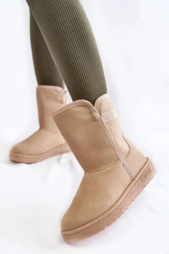 Best Big Star Shoes Damskie Wysokie Śniegowce Big Star KK274617 Jasnobeżowe