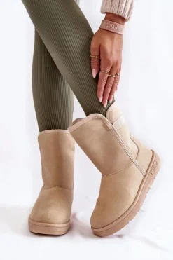 Best Big Star Shoes Damskie Wysokie Śniegowce Big Star KK274617 Jasnobeżowe