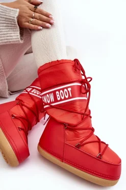 Sale Boto Damskie Wysokie Śniegowce Czerwone Venila Czerwony