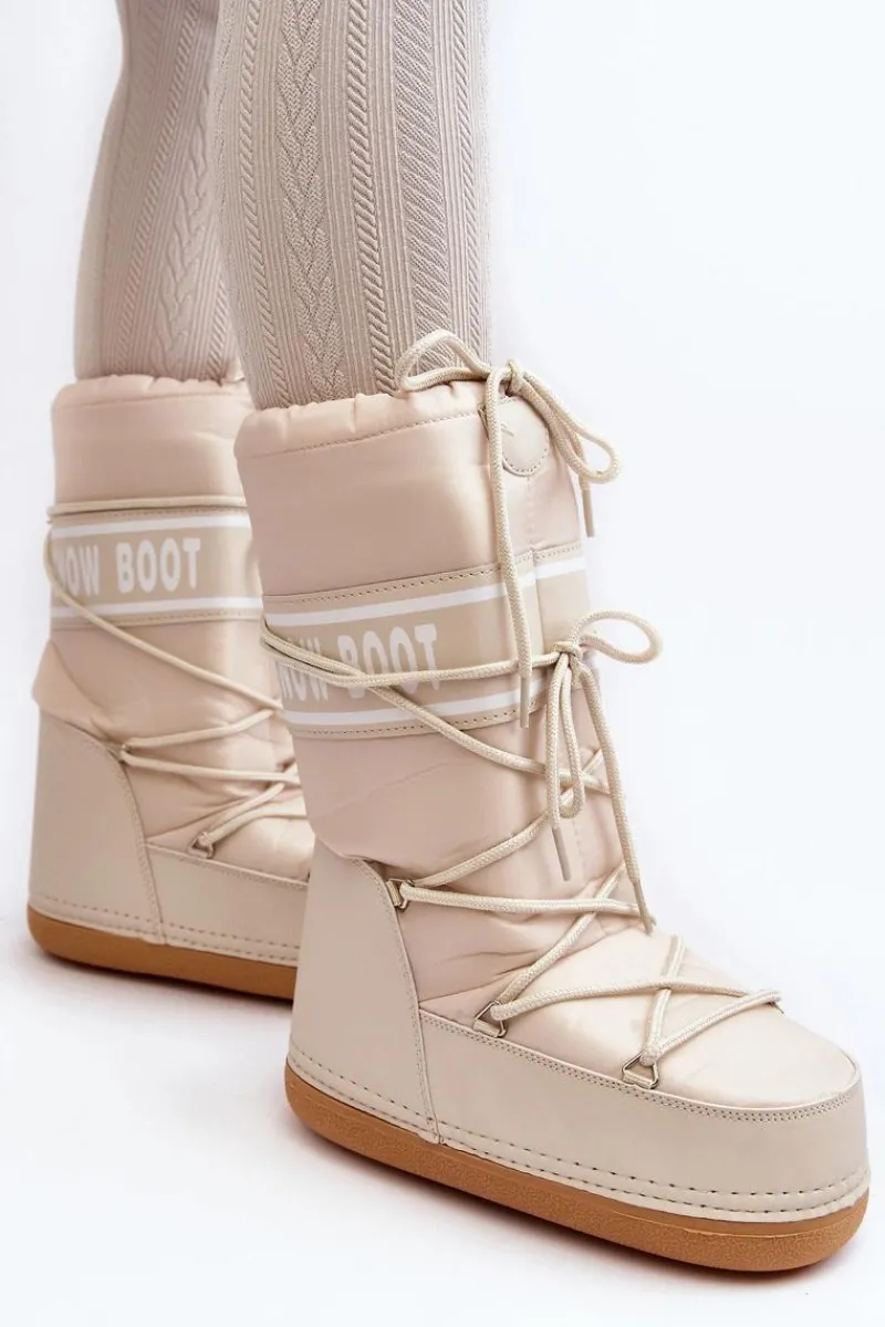 Clearance Boto Damskie Wysokie Śniegowce Beżowe Venila Beżowy