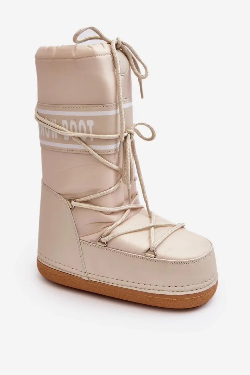 Clearance Boto Damskie Wysokie Śniegowce Beżowe Venila Beżowy