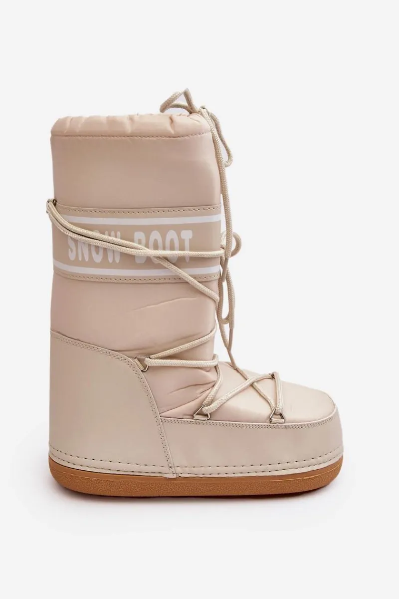 Clearance Boto Damskie Wysokie Śniegowce Beżowe Venila Beżowy