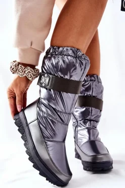 Śniegowce Damskie>Damskie buty S.Barski Damskie Wysokie Śniegowce Ocieplane Szare Eunousa