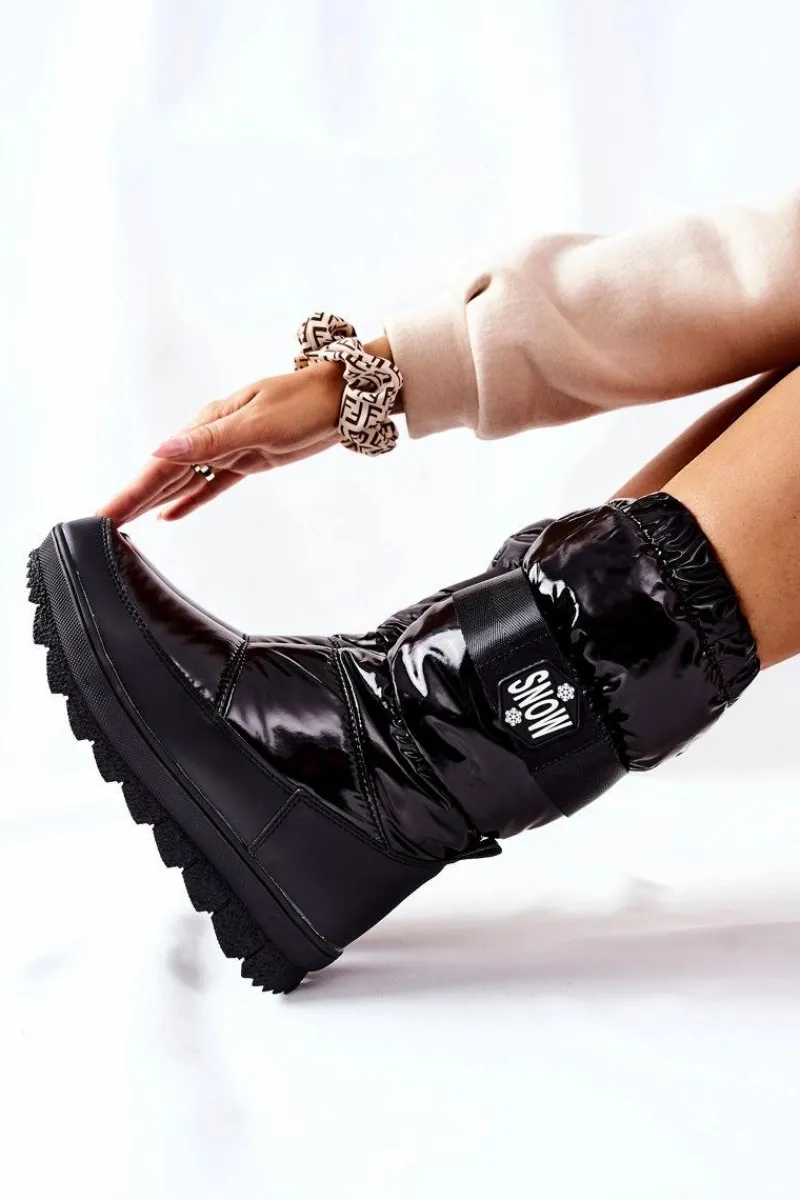 New Damskie buty S.Barski Damskie Wysokie Śniegowce Ocieplane Czarne Eunousa